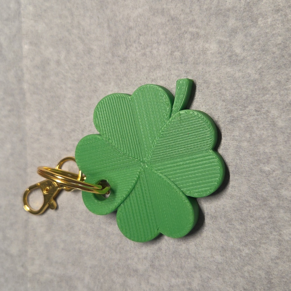 Hand Crafted 3-D printed Clover Shamrock keychain/Bag Charm